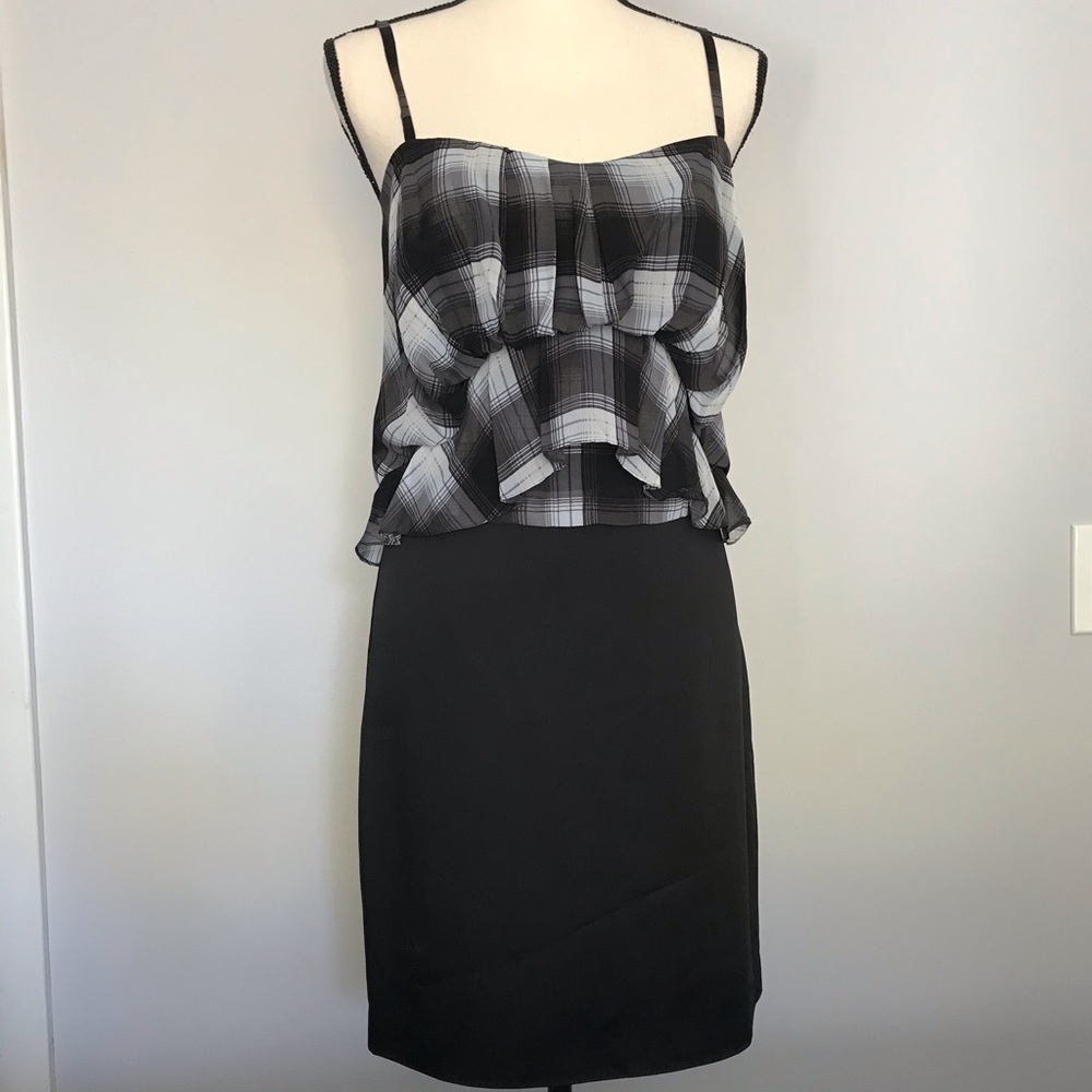 BCBG Black Silk & Chiffon Dress